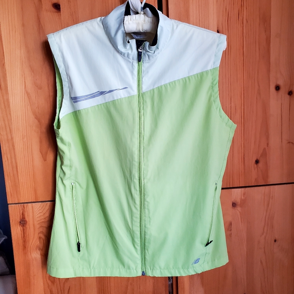 New Balance Women's Lime Green Full Zip Running Vest with Mesh Back size Medium